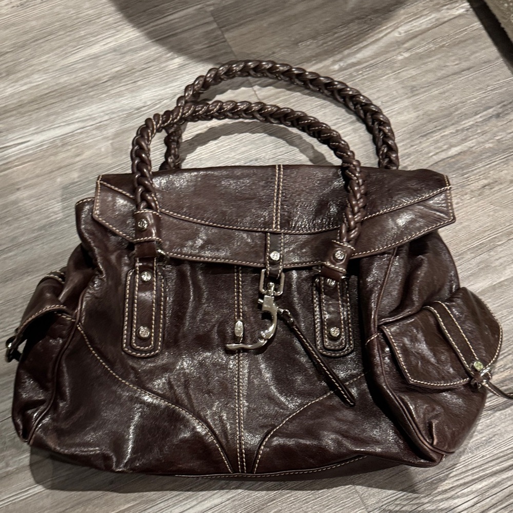 Vintage Francesco Biasia Dark Brown Leather Satchel
